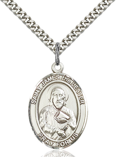 1"x3/4" Sterling Silver St. James the Lesser Medal, Your Choice of Chain, # 64050