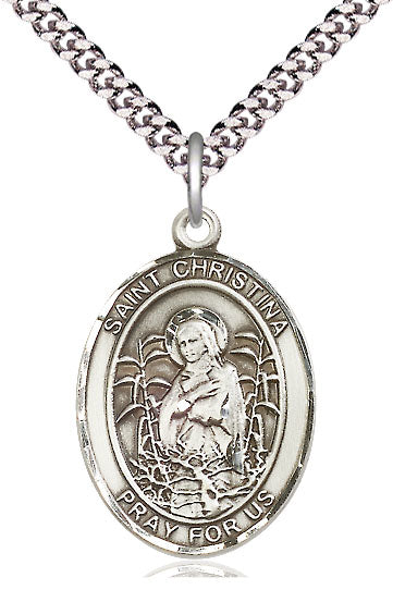 St. Christina the Astonishing Medal, Sterling Silver, 3/4", 18" Chain, # 64084-sale
