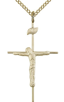 Crucifix, 14kt Gold Filled, 1-1/4", Your Choice of Chain, # 64099