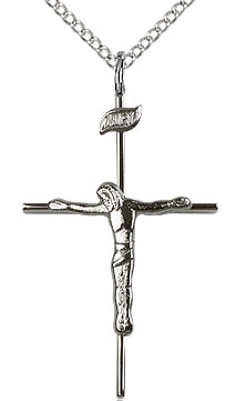 Crucifix in Sterling Silver, 1-1/4", Your Choice of Chain, # 64100