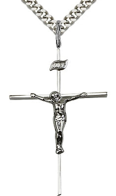 Crucifix in Sterling Silver, 1-1/2", Your Choice of Chain, # 64103