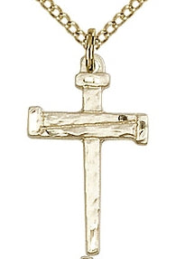 Nail Cross, 14kt Gold Filled, 3/4", Your Choice of Chain, # 64108
