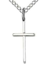 Thin Cross in Sterling, 9/16", Your Choice of Chain, 64120