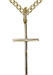 Thin Cross in 14kt Gold Filled, 9/16", Your Choice of Chain, # 64121