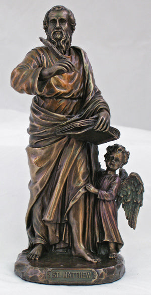 8" St. Matthew Statue, Bronzed Resin, # 64153