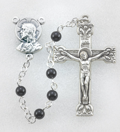 PREMIUM HANDCRAFTED ONYX FIRST COMMUNION ROSARY, # 6421