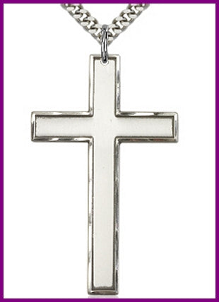 1-3/4" Cross, Sterling Silver, Your Choice of Chain, # 64246