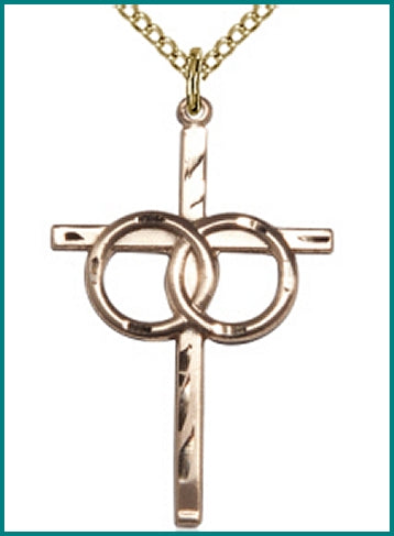 1-1/8" Wedding Cross, 14kt Gold Filled, Your Choice of Chain, # 64253