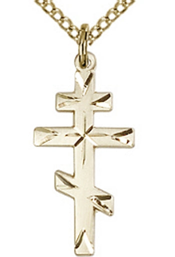 St. Andrew Cross, Engraved 14kt Gold Filled, 3/4", Your Choice of Chain, # 64260