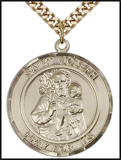 Saint Joseph & Child 14kt Gold Filled Medal, 1" dia., Your Choice of Chain, # 64318