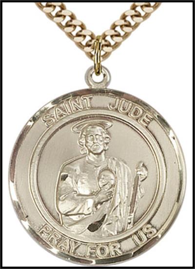 Saint Jude 14kt Gold Filled Medal, 1" dia., Your Choice of Chain, # 64322