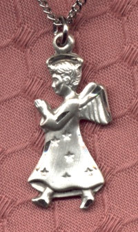 15/16" Sterling Bedtime Angel Necklace, Your Choice of Chain, # 6446