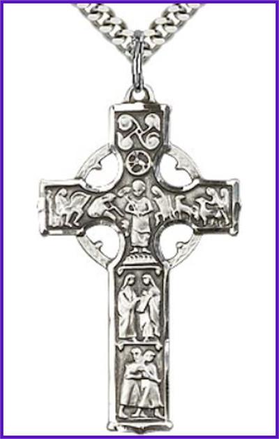 1-1/2" Celtic Cross, Sterling Silver, 24" Chain, # 64965-sale