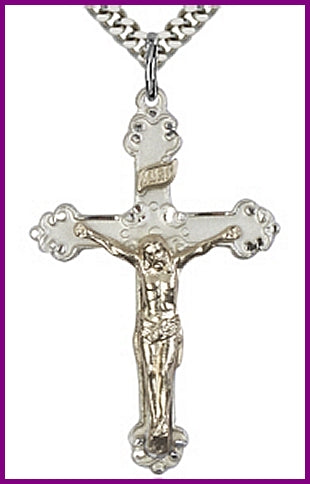 1-5/8" Gold Filled over Sterling Silver Crucifix, Your Choice of Chain, # 64970