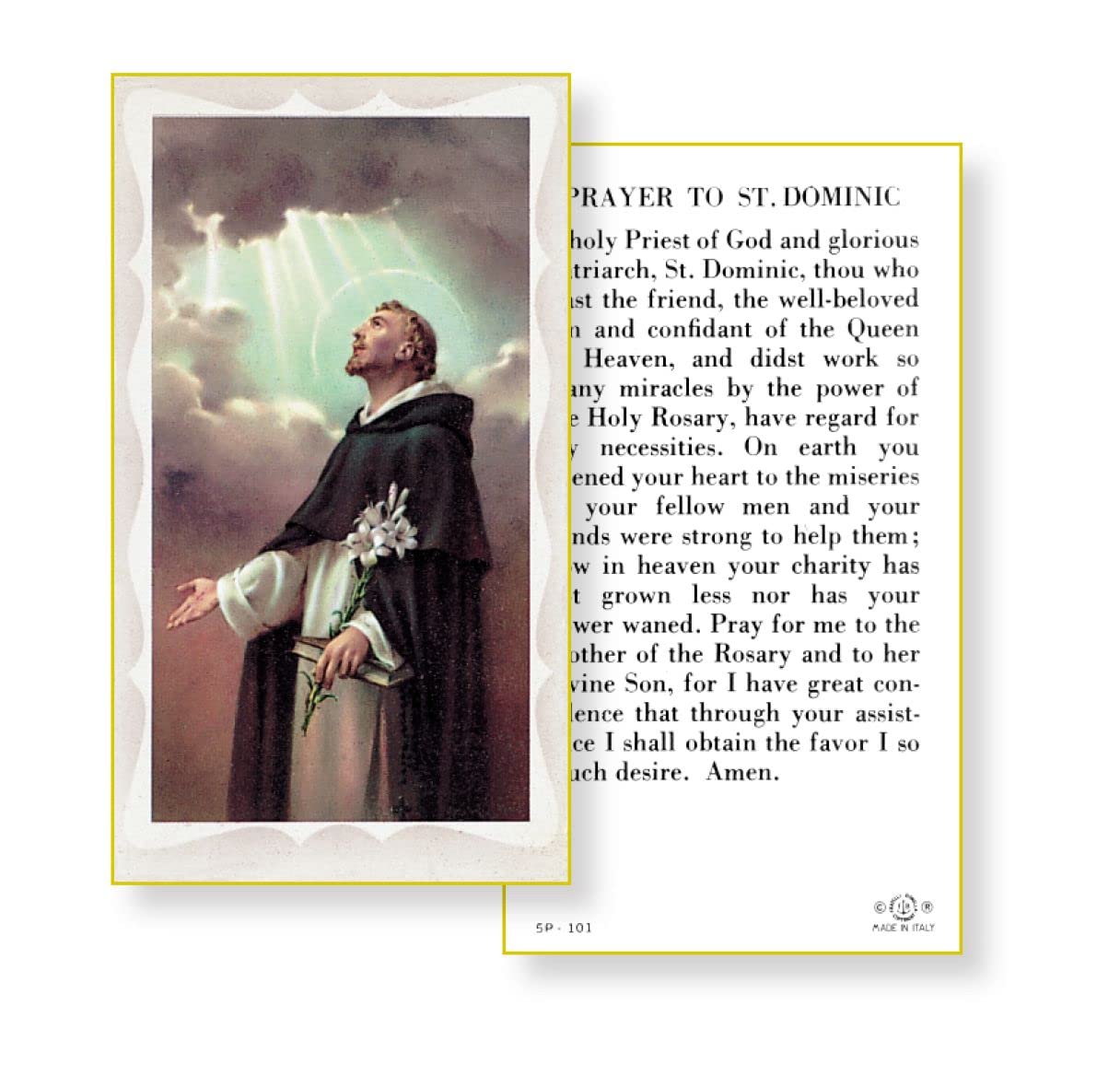 SAINT DOMINIC Paper Holy Cards, 2"x4", 100-pack, # 5860