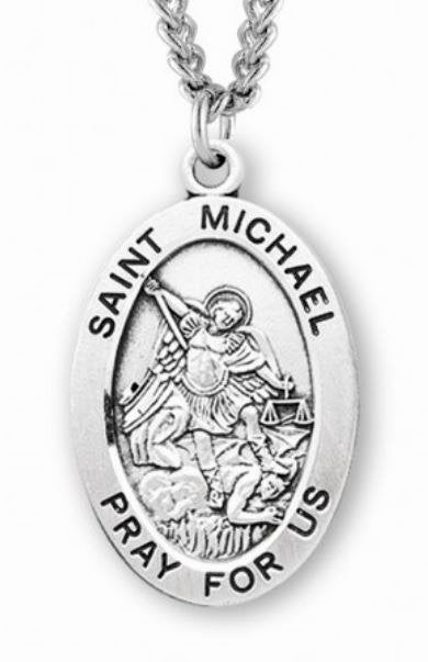 Saint Michael Sterling Silver Medal, 15/16", Your Choice of Chain, # 6504