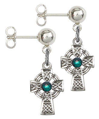 Ball Post Earrings, 1/2" Celtic Cross, Sterling Silver, # 65073