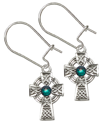 Dangle Earrings, 1/2" Celtic Cross, Sterling Silver, # 65075