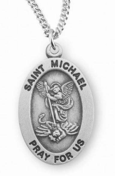 Saint Michael Sterling Silver Medal, 9/16", Your Choice of Chain, # 6509