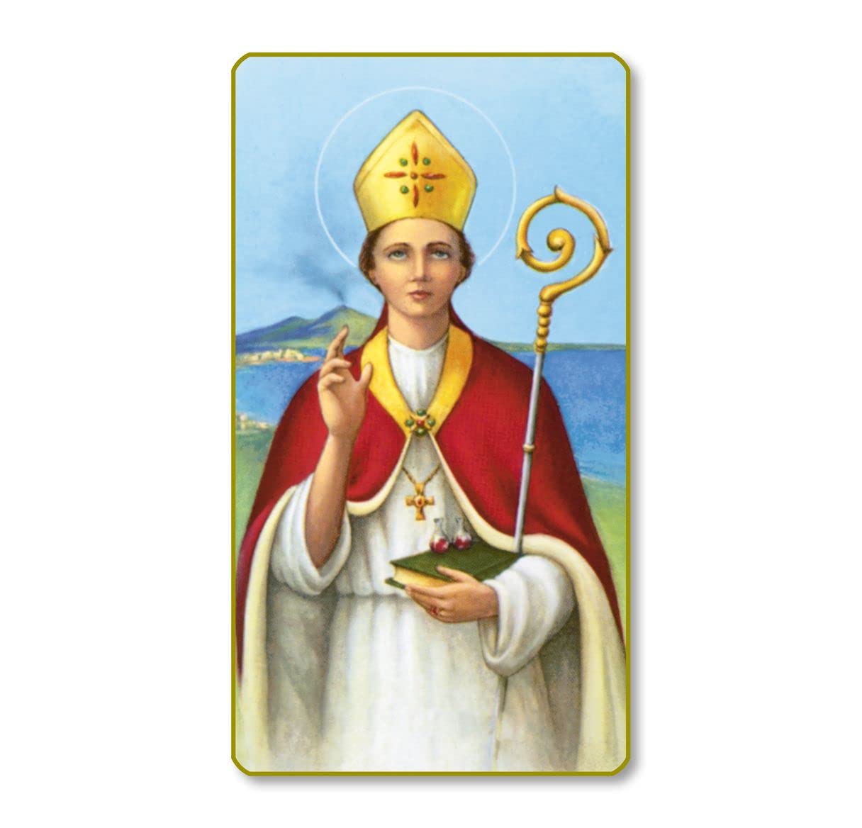 St. Gennaro Italian Paper Holy Cards, 2"x4", Blank Back, 100-Pack, # 6158