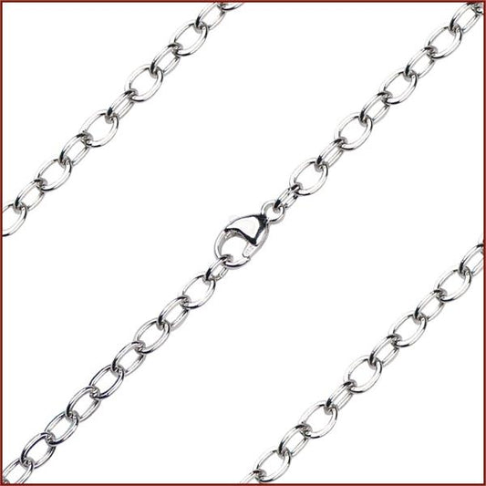 18" Sterling Silver Light Open Cable Chain, 3.4mm wide, # 9341