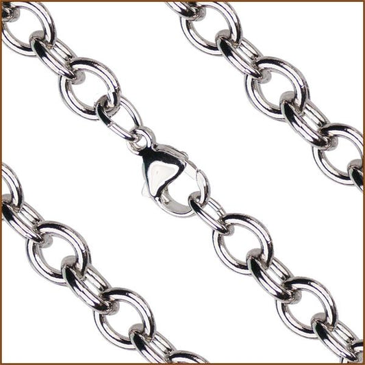 18" Sterling Silver Heavy Open Cable Chain, 7.1mm wide, # 9352