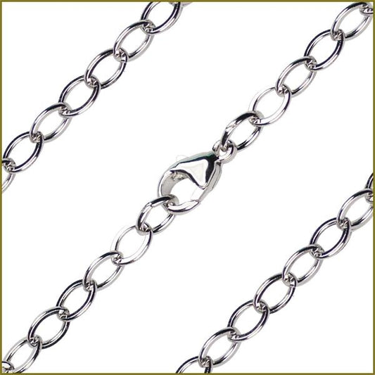 18" Sterling Silver Open Cable Flat Chain, 4.7mm wide, # 9360