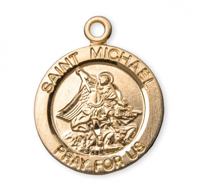 Saint Michael 16kt Gold over Sterling Silver Medal, 9/16", Your Choice of Chain, # 6538
