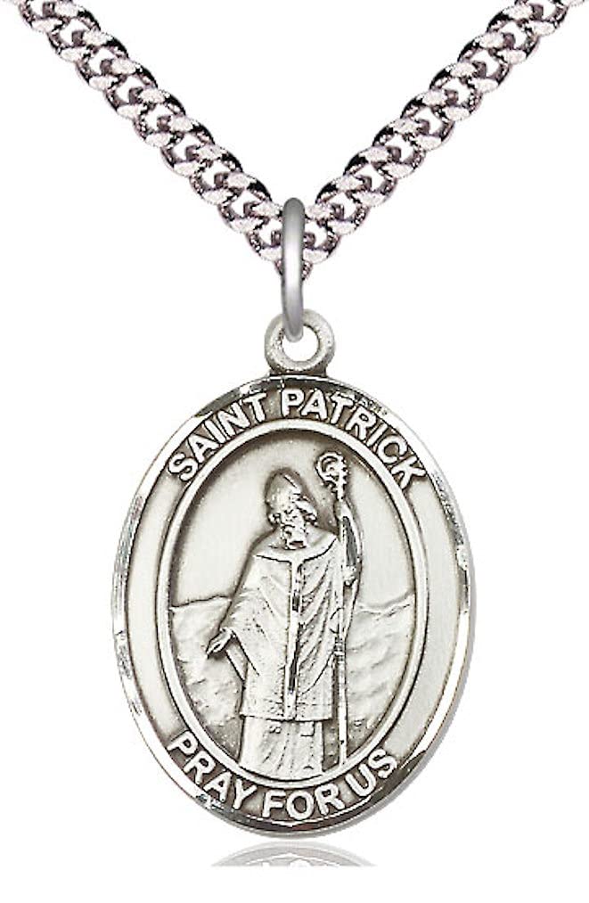 St. Patrick Medal in Fine Pewter, 1" tall, Your Choice of Chain, # 5503