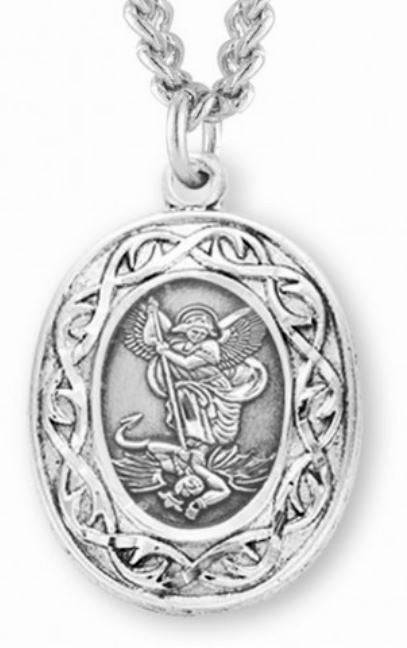 Saint Michael Sterling Silver Medal, 7/8", Your Choice of Chain, # 6541|