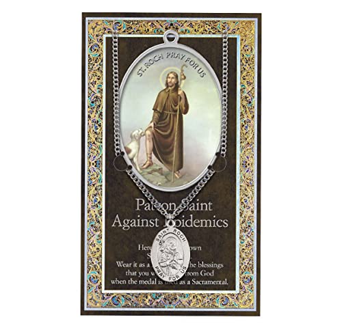 1" tall Pewter Medal with Folding Prayer Card, St. Roch, # 17699