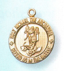 Saint Michael 16kt Gold over Sterling Silver Medal, 9/16", Your Choice of Chain, # 6552