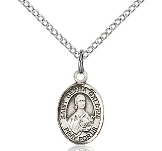 St. Gemma Galgani Charm Medal, Sterling Silver, 1/2" tall, Your choice of chain, # 65584