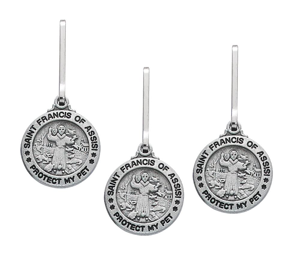 St. Francis Protect My Pet Medal in Hand Engraved Fine Pewter, 3/4", 3-Count Value Pack # 21533