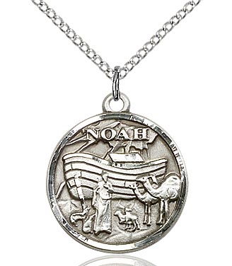 3/4" Noah Medal, Sterling Silver, Your Choice of Chain, # 65635