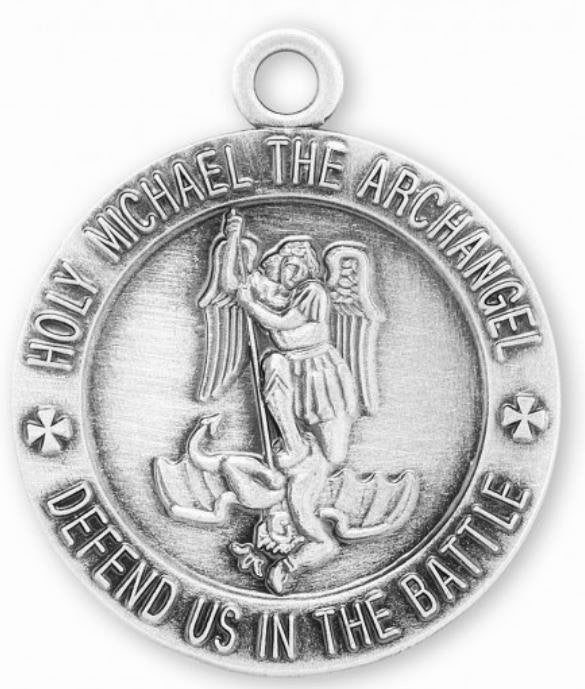 Saint Michael / EMT Sterling Silver Medal, 3/4", Your Choice of Chain, # 6571|