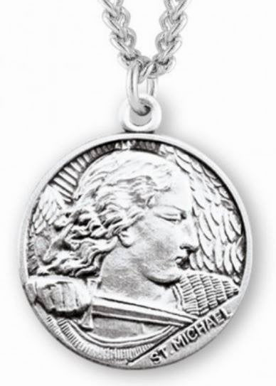 Saint Michael Sterling Silver Medal, 1", Your Choice of Chain, # 6572