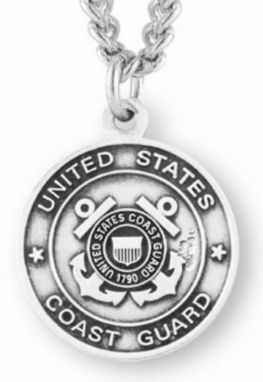 ST. MICHAEL / COAST GUARD STERLING MEDAL, 13/16", YOUR CHOICE OF CHAIN, # 6576|
