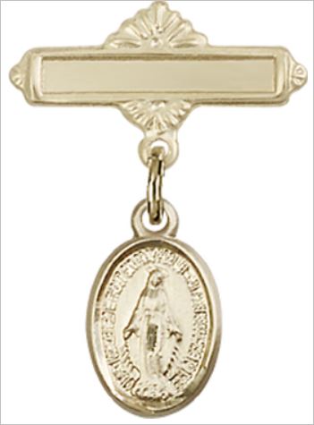 Baby Pin with Miraculous Medal, 14kt Gold Filled, # 66777