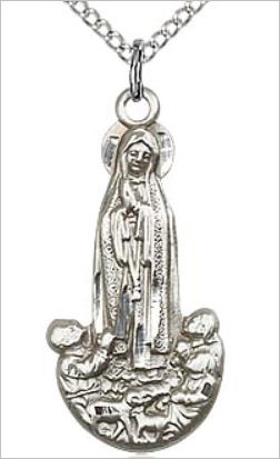 r Lady of Fatima Medal, Sterling Silver, 1", your choice of chain, # 65782