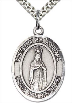 Virgen de Fatima Medal, Sterling Silver, 1, Your choice of chain, # 65811