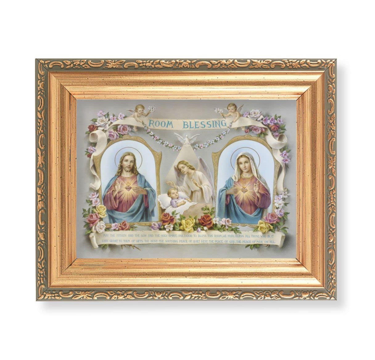 Antique Gold Frame, 5.75"x7.25" overall, Under Glass, Room Blessing, # 2523