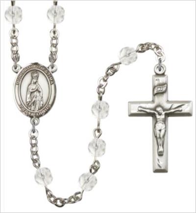 6mm Fire Polished Silver Plate Our Lady of Fatima Rosary, Crystal, # 66035