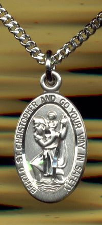 9/16" St. Christopher Medal in Sterling, Your Choice of Chain # 6607