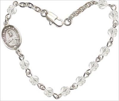 4mm Fire Polished Rosary Bracelet, 7.25", Scapular Charm, Crystal, # 66212