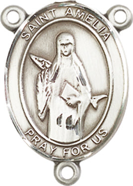 St. Amelia Rosary Center, Sterling Silver, 3/4", # 66259