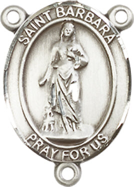 St. Barbara Rosary Center, Sterling Silver, 3/4", # 66264