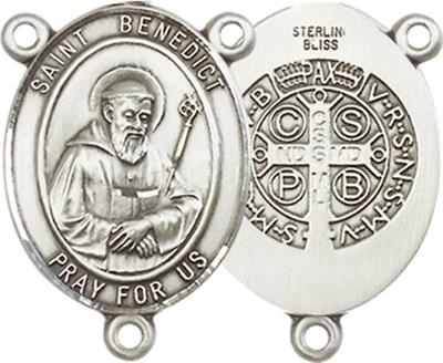 St. Benedict Rosary Center, Sterling Silver, 3/4", # 66265