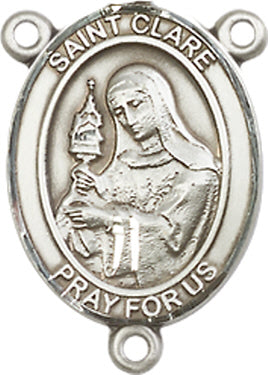 St. Clare of Assisi Rosary Center, Sterling Silver, 3/4", # 66287