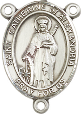 St. Catherine of Alexandria Rosary Center, Sterling Silver, 3/4", # 66297